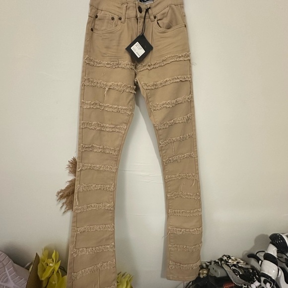 Men's Tan Bootcut Jeans - Picture 2 of 7